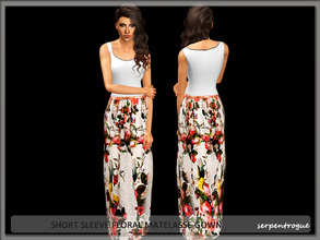 Sims 3 — short sleeve floral matelasse gown by Serpentrogue — female adult/ young adult outfit new mesh has small