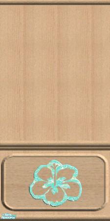 Sims 2 — TC37 AquaKitch Floral Paneling by tlkaska — This light wood paneling with an aqua hibiscus was designed for