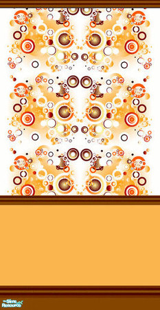 Sims 2 — Mama D's Sims2 Paper DBM 0020d - Rail by mamads32209 — Retro circles in oranges, browns etc.. Dark brown double