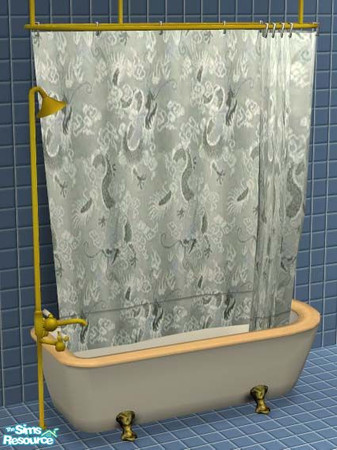 Sims 2 — Spring by the Sea Tub Curtain by ImmeK — A grey patterned tub curtain. The curtain texture was provided by Moza