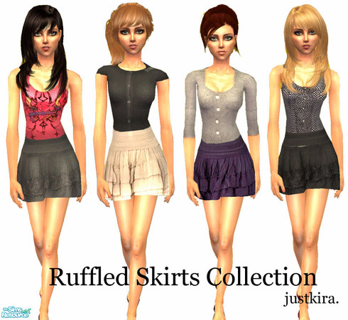Sims 2 — Ruffled Skirts Collection by justkira. — Cute ruffled skirts for your teen sims ^^