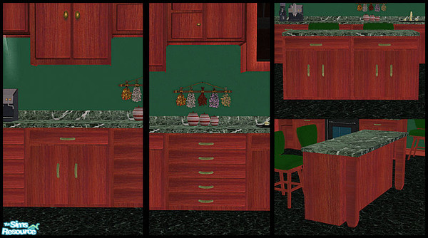 Sims 2 — Modern Kitchen, Wood and granite. - Indi by TSR Archive — This one recolor will do both the island and both