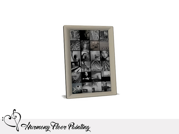 Sims 4 — Nikadema Harmony Floor Painting by nikadema — A modern black and white collage of pictures that you can place