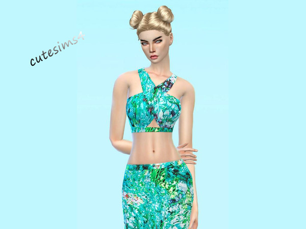 Sims 4 — batic summer set mint by Awesomesims4 — batic summer set mint - you need the EP get together for the top -
