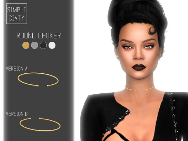 Sims 4 — Round Choker - Front by Simpliciaty — Version A - Simple round choker, with a gap on the front.