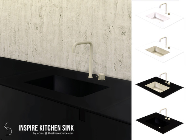 Sims 4 — INSPIRE Kitchen Sink (Basic version) by k-omu2 — A stunningly sleek sink that melts into the thin countertop of