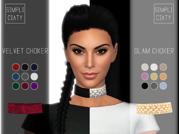 Sims 4 — Glam Choker by Simpliciaty — Glam Choker - 9 colors