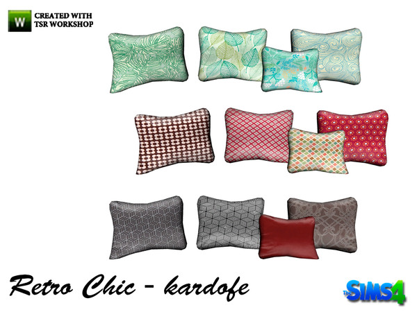 Sims 4 — kardofe_Retro Chic_Cushions by kardofe — Group of five cushions to place on the couch 
