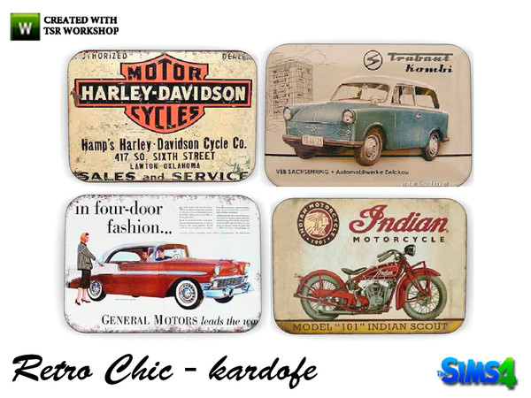 Sims 4 — kardofe_Retro Chic_Publicity cartels by kardofe — Group of four old advertising posters