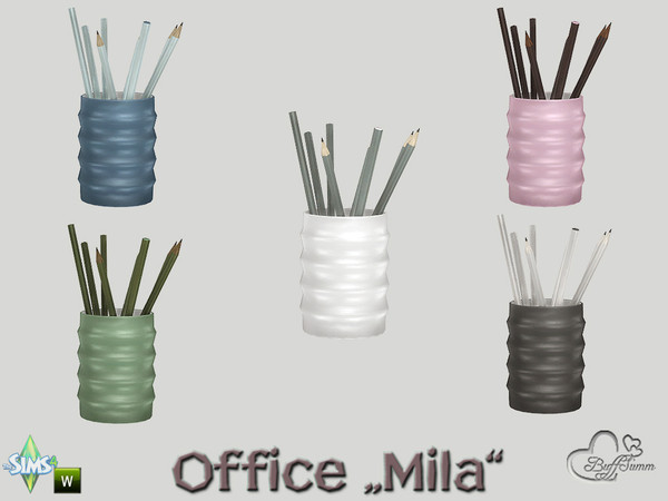 Sims 4 — Office Mila Cup with Pens by BuffSumm — Part of the *Mila Office*