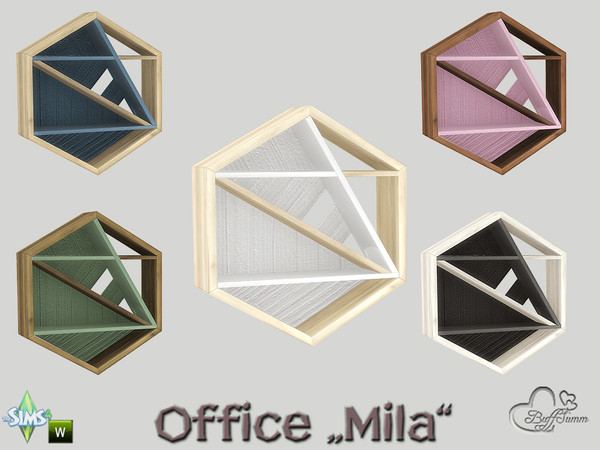Sims 4 — Office Mila Wallshelf by BuffSumm — Part of the *Mila Office* http://www.thesimsresource.com/artists/BuffSumm