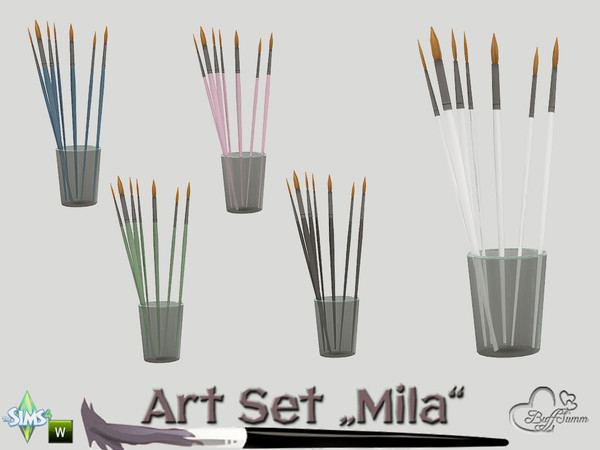 Sims 4 — Art Set Mila Brushes in Glas by BuffSumm — Part of the *Art Set Mila*