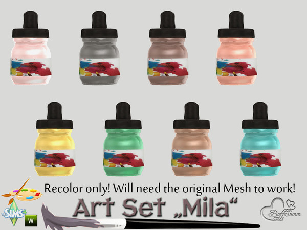 Sims 4 — Art Set Mila Liquid Color v1 Recolor by BuffSumm — Part of the *Art Set Mila*
