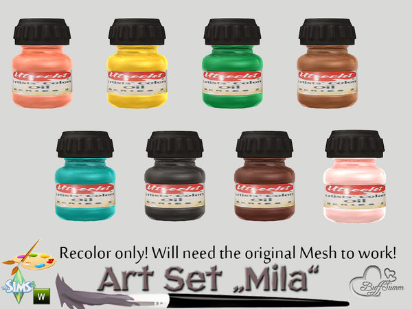 Sims 4 — Art Set Mila Liquid Color v2 recolor by BuffSumm — Part of the *Art Set Mila*
