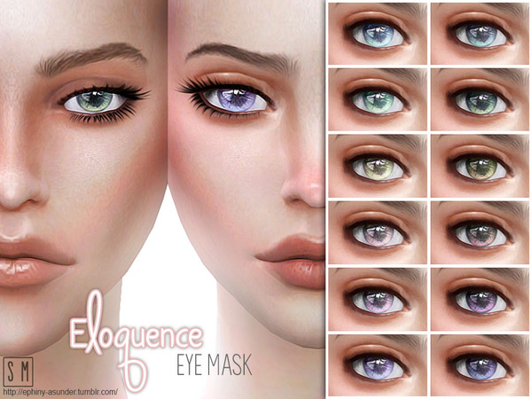 Sims 4 — [ Eloquence ] - Eye Mask by Screaming_Mustard — A simple yet effective super shiny eye mask in 12 shades. For