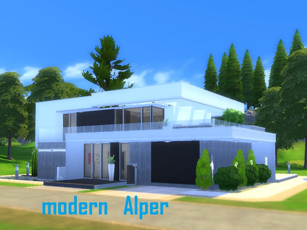 Sims 4 — Alper by asperatus — A large modern house for one family of two adults and two children. It has - open kitchen