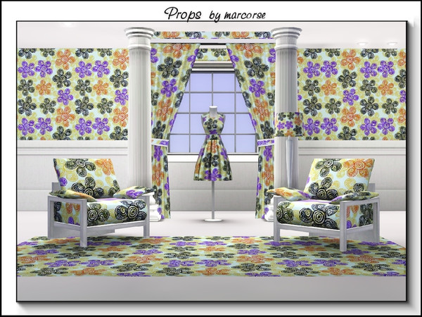 Sims 3 — Props_marcorse by marcorse — Fabric pattern - floral propeller shapes.