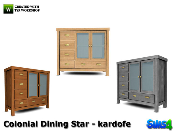 Sims 4 — kardofe_Colonial Dining Star_Sideboard by kardofe — Dresser drawers and glass doors, the perfect piece of