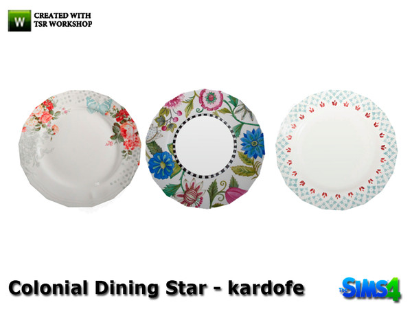Sims 4 — kardofe_Colonial Dining Star_Stackable dish by kardofe — Flat dish in three different models. They can be