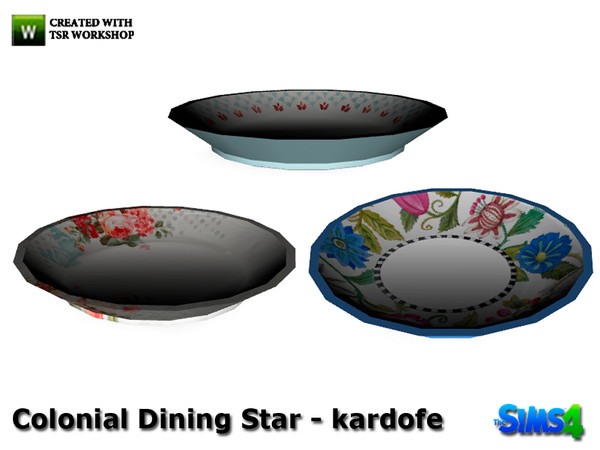 Sims 4 — kardofe_Colonial Dining Star_Stackable dish2 by kardofe — Deep dish in three different models. They can be