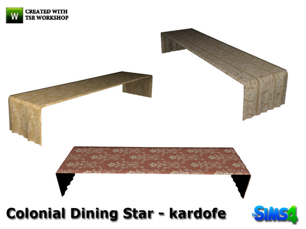 Sims 4 — kardofe_Colonial Dining Star_Table runner by kardofe — Table runner in three different textures, does not need