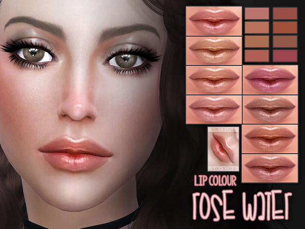 Sims 4 — [ Rose Water ] - Pop Lip Colour by Screaming_Mustard — A highly glossy lip colour in 8 natural rose-toned