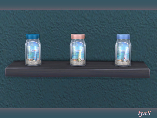 Sims 4 — Jar with a Card by soloriya — Glass jar with sand, tiny decorative bottle and a card. 3 color variations. Part