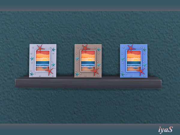 Sims 4 — Sunset Frame by soloriya — Sunset frame with starfishes. 3 color variations. Part of Beach Mood set. Category