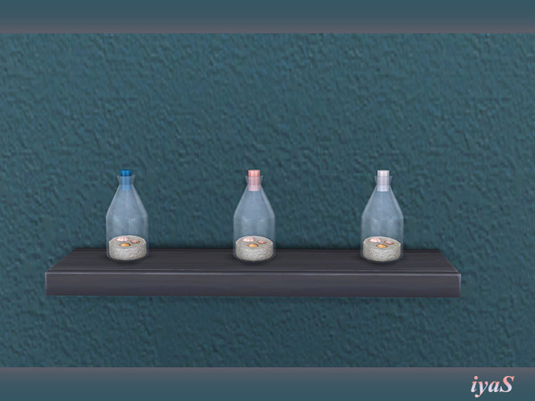 Sims 4 — Bottle with Sand by soloriya — Simple bottle with sand and shells. 3 color variations. Part of Beach Mood set.