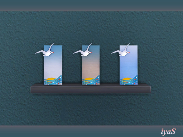 Sims 4 — Frame with a Seagull by soloriya — Frame with pearls, starfishes and seagull. 3 color variations. Part of Beach