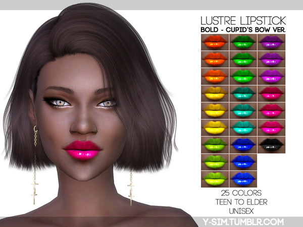 Sims 4 — [ Y ] - Lustre Lipstick - Bold Bow by Y-Sim — Recolor of my original Lustre Lipstick. Rainbow colored lipstick