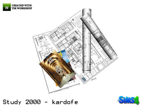 Sims 4 — kardofe_Study 2000_Paperwork by kardofe — Lots of drawings and books, decorative, to create nice mess 