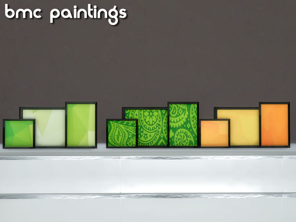 Sims 4 — Nikadema bmc Paintings by nikadema — Three small table paintings in three matching colors. I made them specially