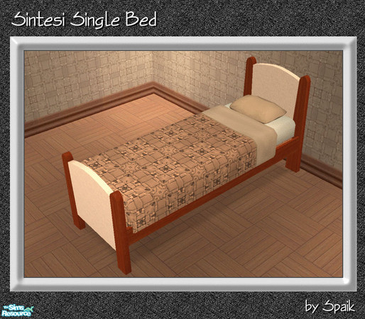 Sims 2 — Sintesi Bedroom Single Bed MESH by Spaik — A curved, modern but not too much, low poly, very comfortable single