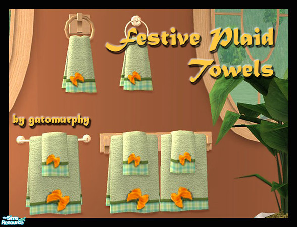 Sims 2 — Festive Plaid Towels by gatomurphy — A bit of retro fun for the bathroom or kitchen! This is part of one of 4