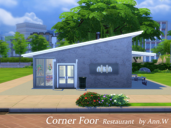 Sims 4 — Corner Food by annwang923 — Small and cozy. You can grab your breakfast there or hang out with friends for some