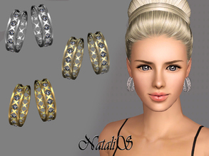 Sims 3 — NataliS TS3 Cage and crystals hoop earrings FT-FA by Natalis — Cage hoop earrings with with sparkling crystals.