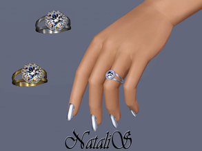 Sims 3 — NataliS TS3 Halo diamond  ring FT-FE by Natalis — Halo diamond engagement ring for left hand. An intricate halo