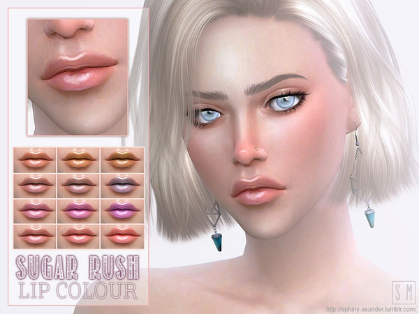 Sims 4 — [ Sugar Rush ] - Candy Lipstick by Screaming_Mustard — A high shine candy lip colour in 12 shades. For females,