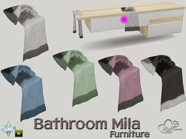 Sims 4 — Mila Bath Towel (for Sideboard) by BuffSumm — Part of the *Bathroom Mila*