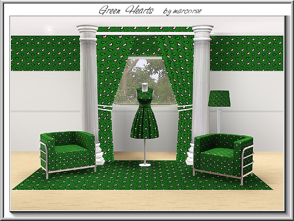 Sims 3 — Green Hearts_marcorse by marcorse — Abstract pattern: pink and green hearts on green