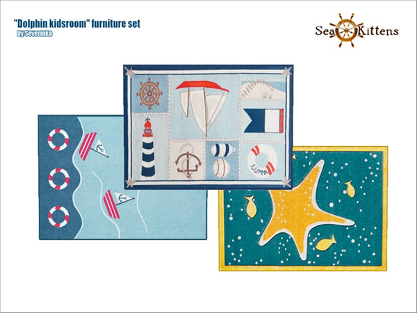 Sims 4 — [Dolphin kidsroom] - rug by Severinka_ — Rug with sea pattern From the set of 'Dolphin kidsroom' 3 colors