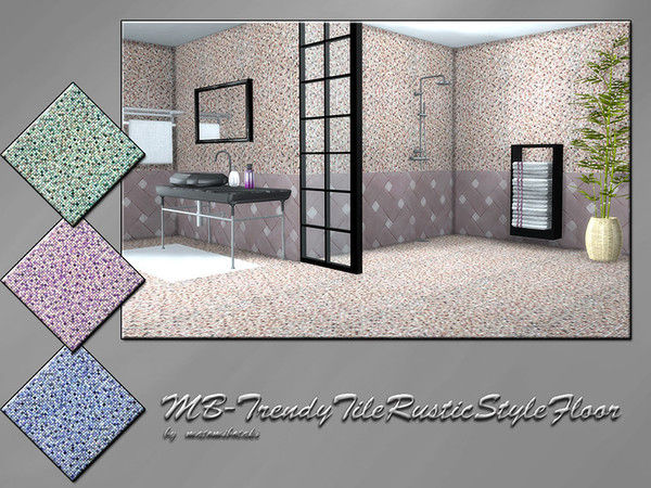 Sims 4 — MB-TrendyTileRusticStyleFloor2 by matomibotaki — MB-TrendyTileRusticStyleFloor2, rustic styled tile floor with