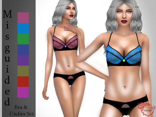Sims 4 — Misguided Bra & Undies Set by taraab — A new bra &amp;amp;amp;amp;amp; undies design here with 8