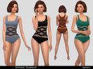 Sims 4 — Enfasis Swimsuit by Neferu2 — Original swuimsuit with transparency and geometric detail. 4 color options. 