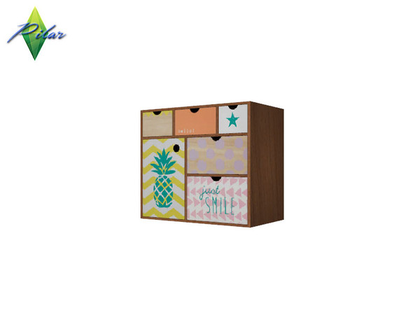 Sims 4 —  Alix Decorative1 by Pilar — Refreshing youth bedroom in tropical colors