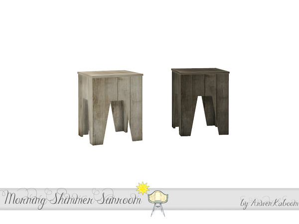 Sims 4 — Morning Shimmer Sunroom - End Table by ArwenKaboom — Wood end table in two recolors. You can recolor my objects