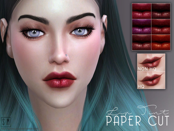Sims 4 — [ Paper Cut ] - Lip Tint by Screaming_Mustard — Deeply coloured lip tint with low shine. For females, teen +.