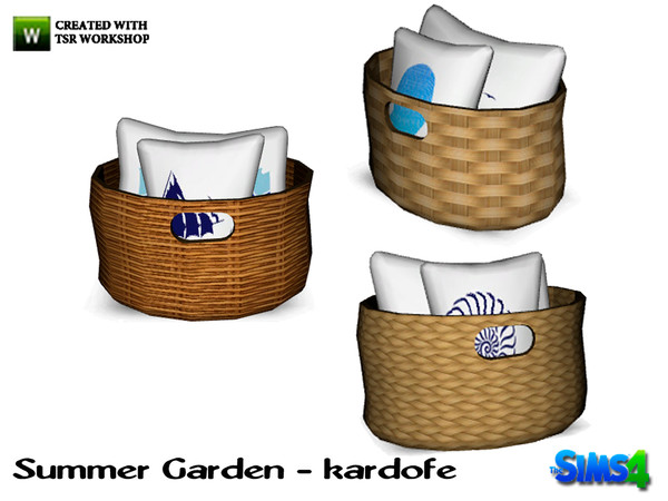 Sims 4 — kardofe_Summer Garden_Basket with cushions by kardofe — Wicker basket to always have a few extra cushions hand 