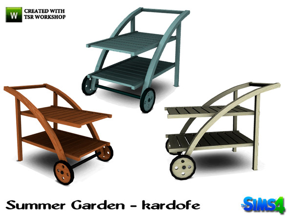 Sims 4 — kardofe_Summer Garden_Cart by kardofe — Wooden cart for drinks or to put potted plants 